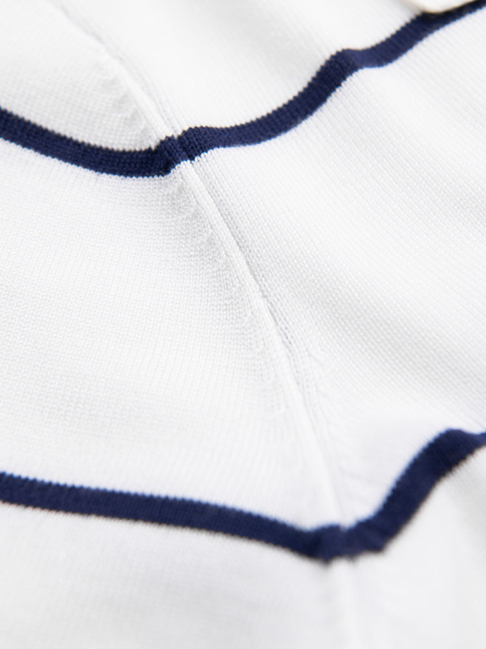 Tricou polo pentru bărbați cu guler cu fermoar - alb V1 OM-POSS-0132 