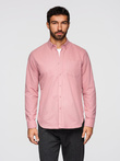 Men's REGULAR FIT cotton shirt with pocket - pink V3 OM-SHOS-0153