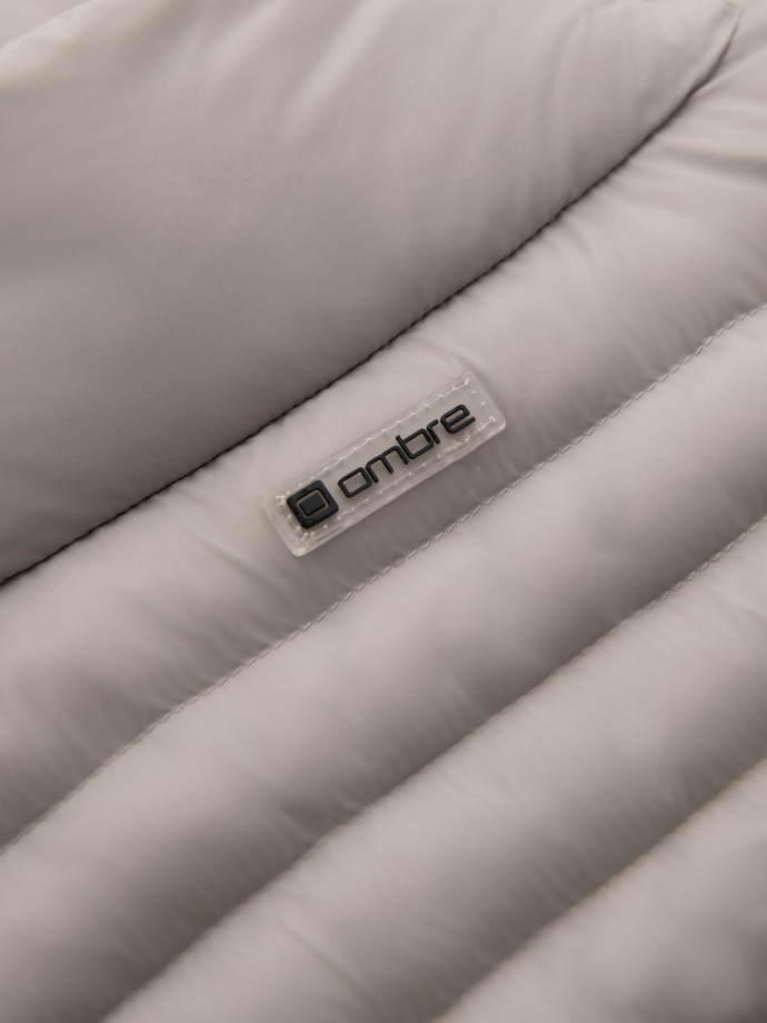 Pánska prešívaná bunda s dvoma zapínaniami - svetlosivá V2 OM-JALP-0231