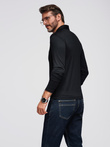 Polo long sleeve shirt with elegant branded buttons - black V1 OM-POLS-0139