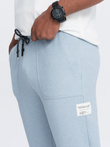 Pantaloni de trening bărbătești din tricot structurat - albastru deschis V4 OM-PASK-0211