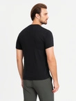 Tricou pentru bărbați SLIM FIT cu gât rotund și logo - negru V3 OM-TSCT-0220