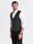 Men's fitted vest with rayon and marbled buttons - black V4 OM-BLZV-0112
