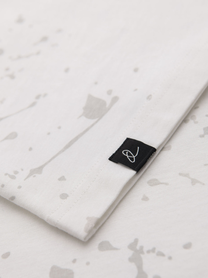 Men's printed t-shirt with round neckline - white V1 OM-TSFP-0187