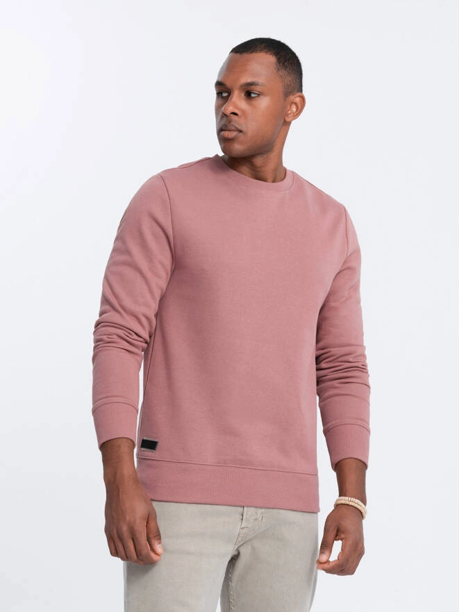 Men's BASIC cotton non-stretch sweatshirt - dark pink V4 OM-SSBN-0159