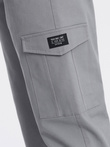 Men's pants with cargo pockets and leg hem - grey V4 OM-PACG-0189