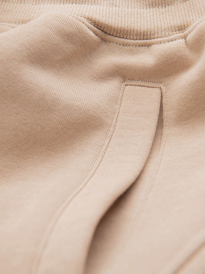 Pánské bavlněné tepláky BASIC joggers - béžové V6 OM-PABS-0174