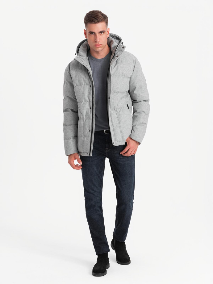 Men's lightweight jacket with mesh lining and hood - grey V3 OM-JAHP-0203
