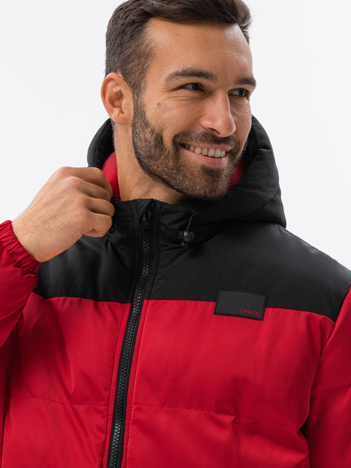 Men's winter jacket - red C458