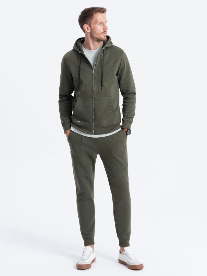 Set trening pentru bărbați bluză de trening cu fermoar + pantaloni - olive V2 Z63