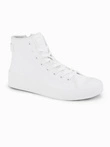 Men's high-top sneakers with zipper for easy on - white V2 OM-FOTH-0184