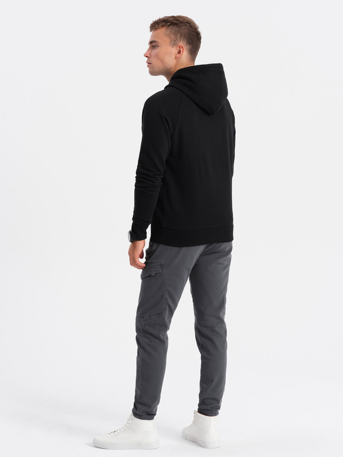 Hanorac cu imprimeu HOODIE pentru bărbați - negru V3 OM-SSPS-0152