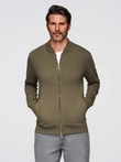 Bavlnená pánska mikina na zips bomber - khaki V1 OM-SSZP-0215