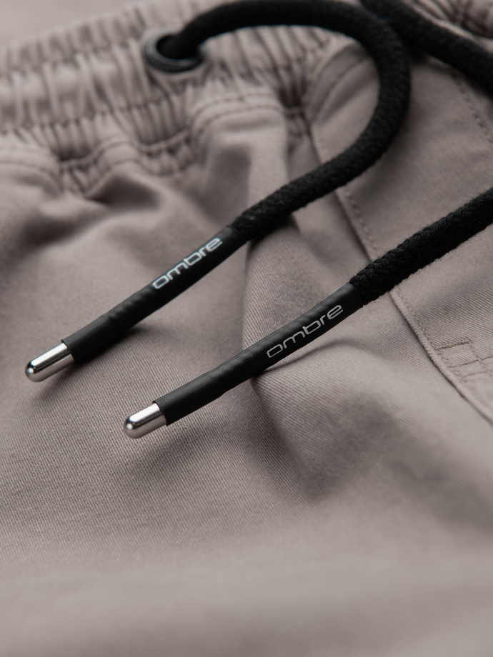 Pantaloni JOGGER pentru bărbați cu buzunare cargo cu fermoar - bej închis V2 OM-PAJO-0125