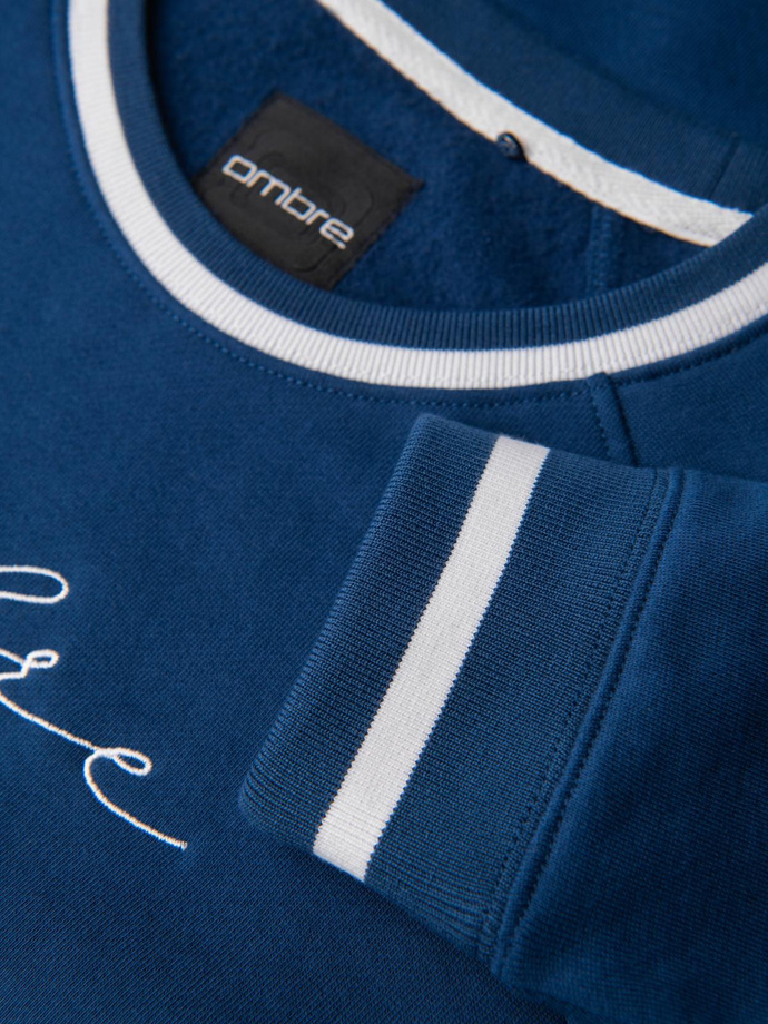 Pánská mikina s raglánovým rukávem a kontrastními detaily - tmavě modrá V1 OM-SSNZ-0244