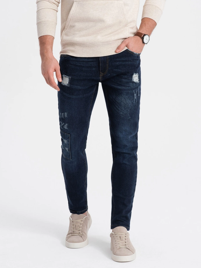 Pantaloni tip barbati SKINNY FIT - albastru inchis P1060