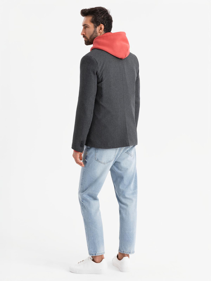 Sacou elegant pentru bărbați cu nasturi decorativi la manșete - grafit V1 OM-BLZB-0114