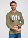 Men's urban print longsleeve - olive V1 OM-LSPT-0131