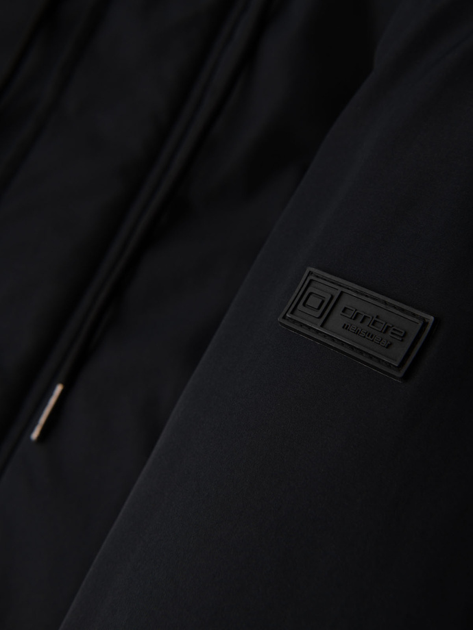 Jachetă parka Classic Long pentru bărbați - negru V6 OM-JAPJ-0313