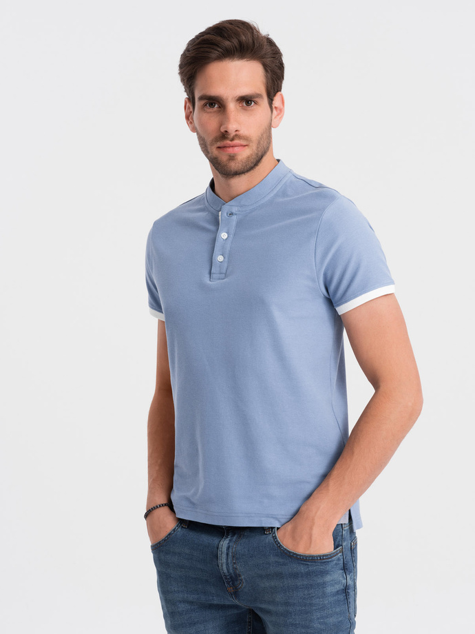Tricou polo fără guler pentru bărbați - albastru V3 OM-TSCT-0156