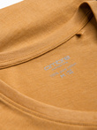 Tricou clasic din bumbac pentru bărbați BASIC, cu decolteu tip echipaj - muștar melange V19 OM-TSBS-0145