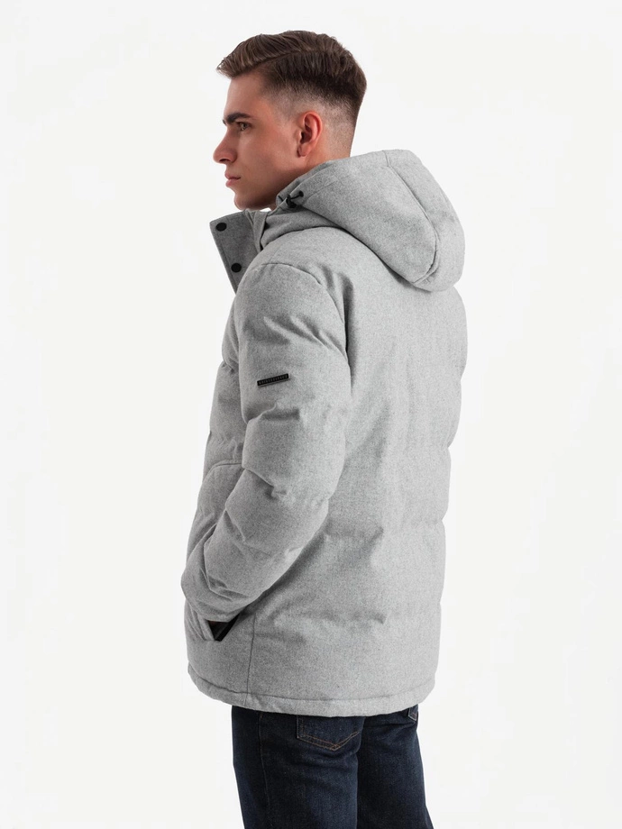 Men's lightweight jacket with mesh lining and hood - grey V3 OM-JAHP-0203