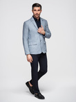 Blazer bărbătesc cu croială REGULAR cu in - albastru deschis V3 OM-BLZB-0128