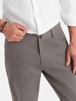 Pánské chino kalhoty REGULAR FIT s jemnou strukturou - šedé V1 OM-PACP-0184