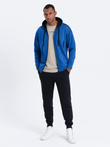 Men's unbuttoned hooded sweatshirt - blue V5 OM-SSZP-22FW-006