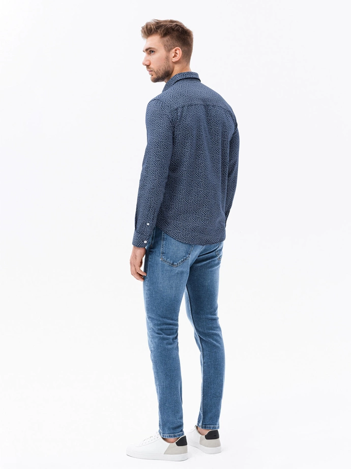 Men's shirt with long sleeves - navy K636