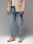 Pantaloni din denim CARROT FIT pentru bărbați cu barete decorative - albastru deschis V1 OM-PADP-0227