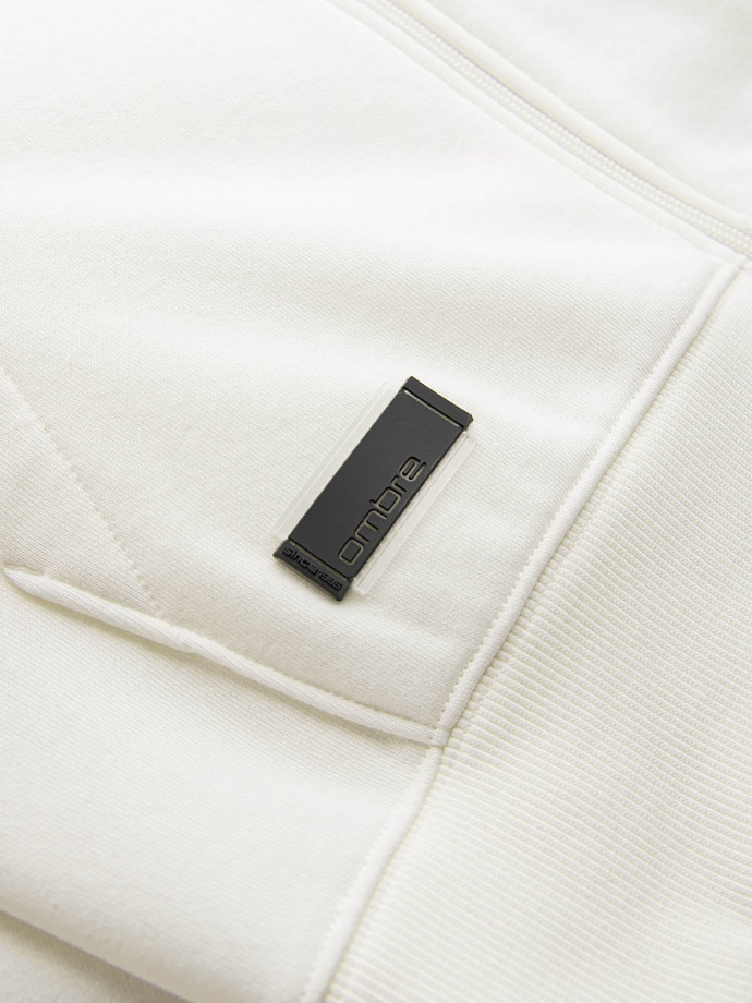 Pánská bavlněná mikina BASIC s rozepínáním - krémová V5 OM-SSBZ-0160