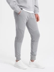 Men's sweatpants with ottoman fabric inserts - gray V5 OM-PASK-0127