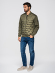 Men's quilted bomber jacket - dark olive green V3 OM-JALP-0141