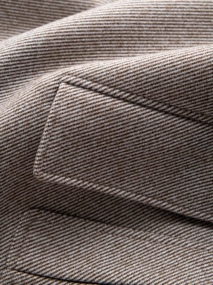 Vyriškas vienspalvis raštuotas paltas su kišenėmis - pelenų V1 OM-COWC-0108