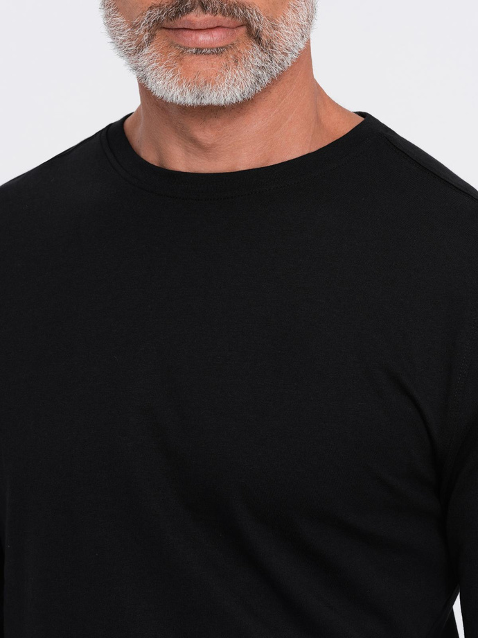BASIC men's longsleeve with round neckline - black V1 OM-LSBL-0106