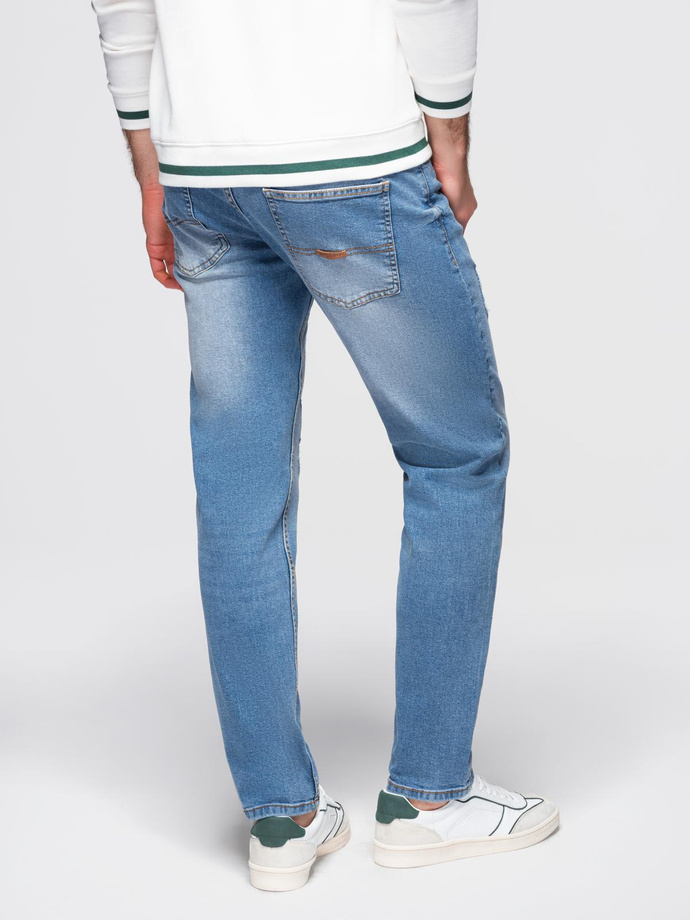 Pantaloni bărbătești REGULAR FIT din denim cu frecare - albastru deschis V1 OM-PADP-0254