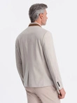 Men's melange rayon jacket with stand-up collar - beige melange V3 OM-BLZB-0131