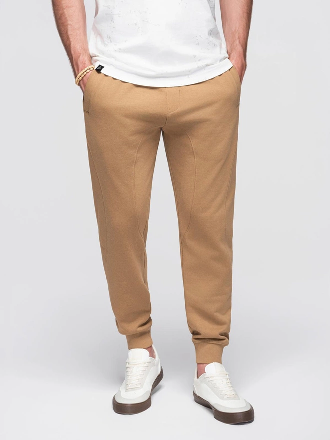 Pánske tepláky jogger - hnedé V2 OM-PABS-0173