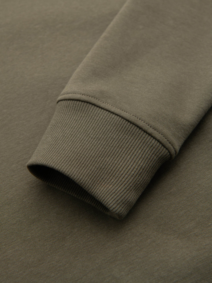 Cotton unbuttoned men's sweatshirt bomber - khaki V1 OM-SSZP-0215