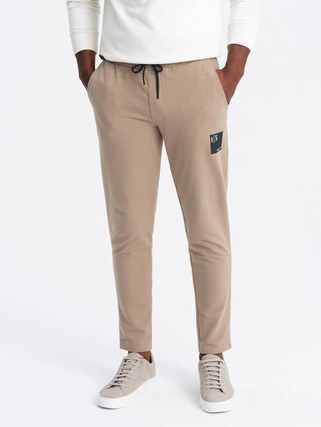 Men's sweatpants with logo - brown V3 OM-PASK-0167