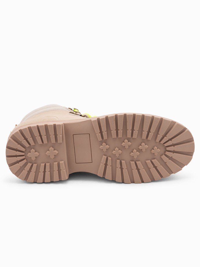 Pánska zimná treková obuv s kontrastnými šnúrkami - sand V1 OM-FOBO-0132