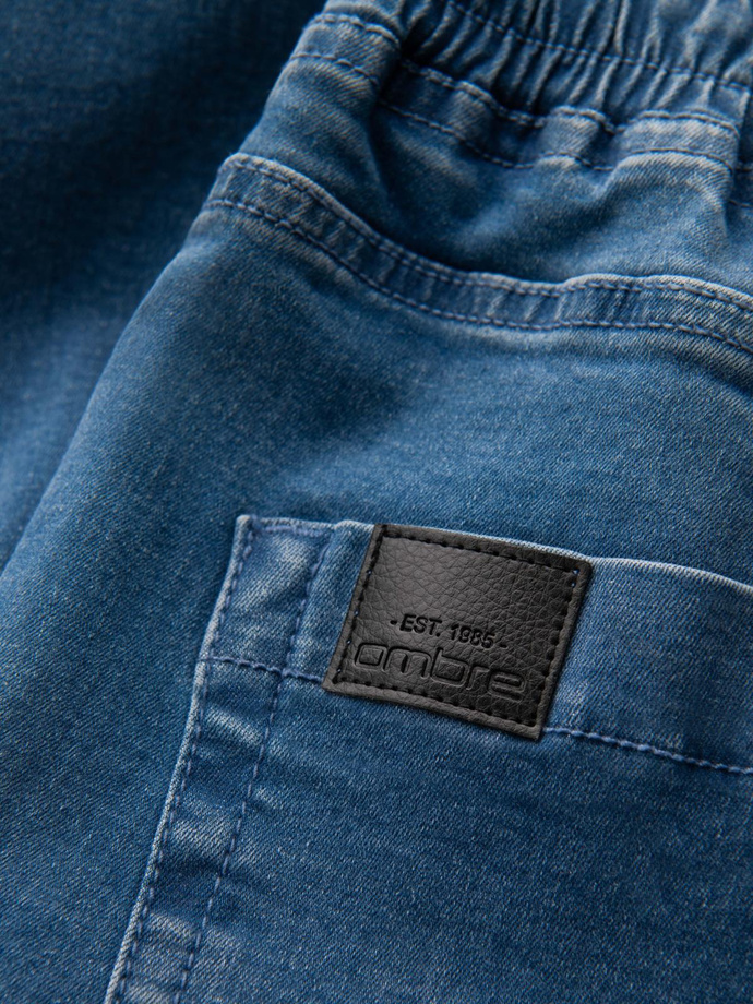 Pantalon sport bărbătesc din denim cu bordură - albastru V3 OM-PADJ-0156