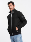 Men's jacket with high collar and fleece interior - black V1 OM-JANP-0154