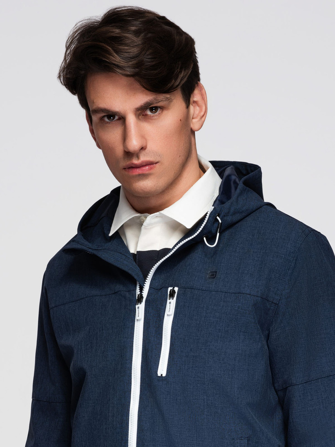 Jachetă sport ușoară pentru bărbați cu căptușeală din fleece - albastru marin V2 OM-JANP-0136