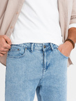 Pantaloni bărbați din denim marmorat CARROT FIT - albastru deschis V1 OM-PADP-0225