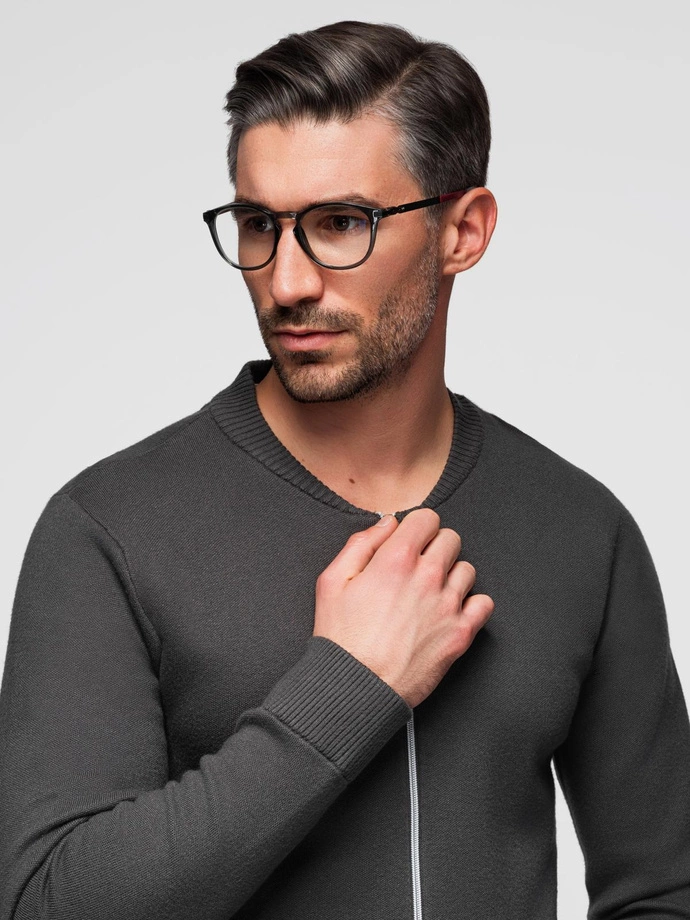 Men's plain zip sweater - graphite V2 OM-SWZS-0146