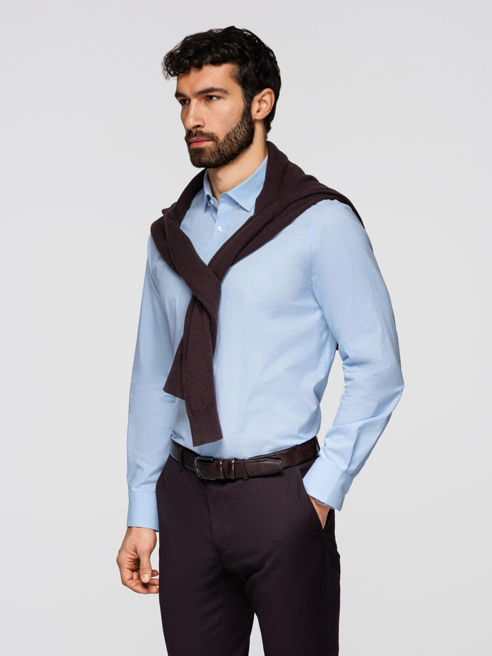 Classic men's cotton REGULAR shirt - blue V1 K699