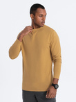Men's BASIC longsleeve with round neckline - mustard V10 OM-LSBL-0106