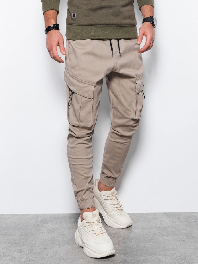 Pantaloni tip jogger barbati - bej P1026